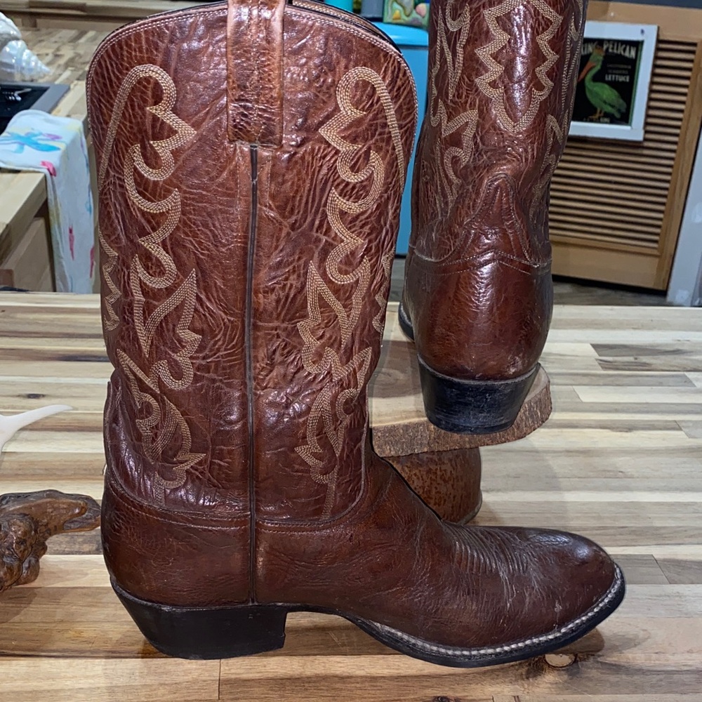 Vintage Lucchese Mens Western Cowboy Boots in Brown Leather - Picture 8 of 14